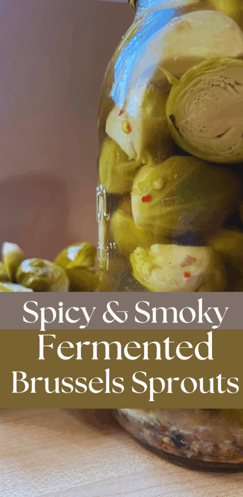 spicey fermented brussels sprouts in a mason jar